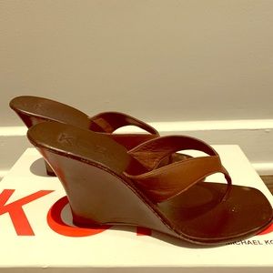 Michael Kors Soft Calf, Luggage Colored Wedge